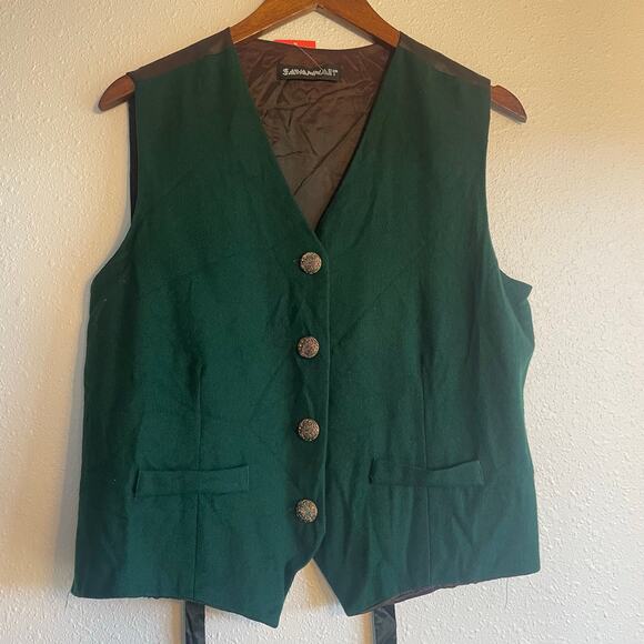 Vintage 80s Forest Green Academia Vest - Picture 3 of 6